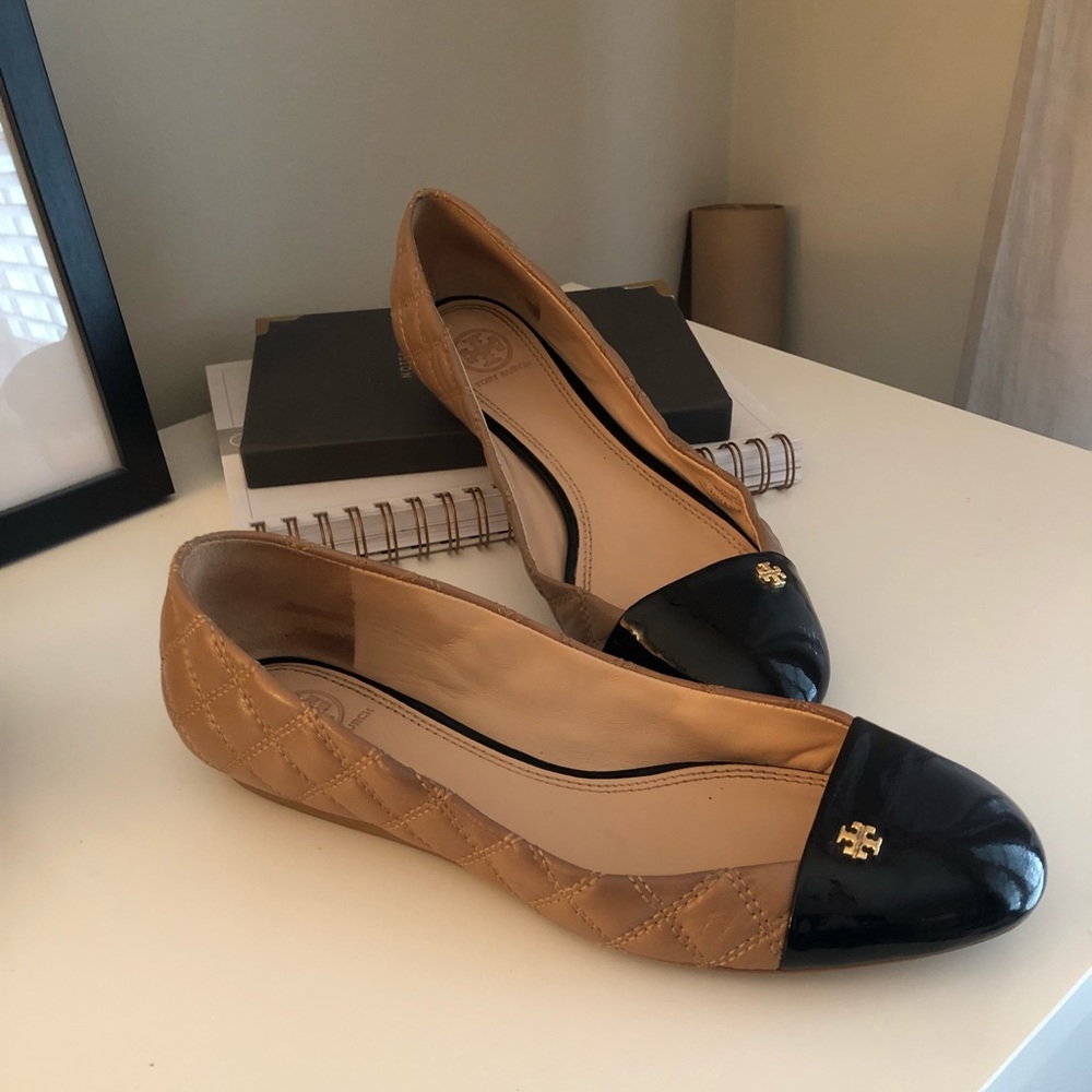 Tory Burch Quilted Leather,  Patent Leather Flats